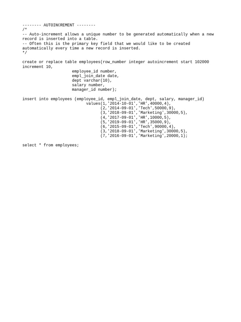 3 +Working+with+Row+Numbers+-+Auto+Increment | PDF