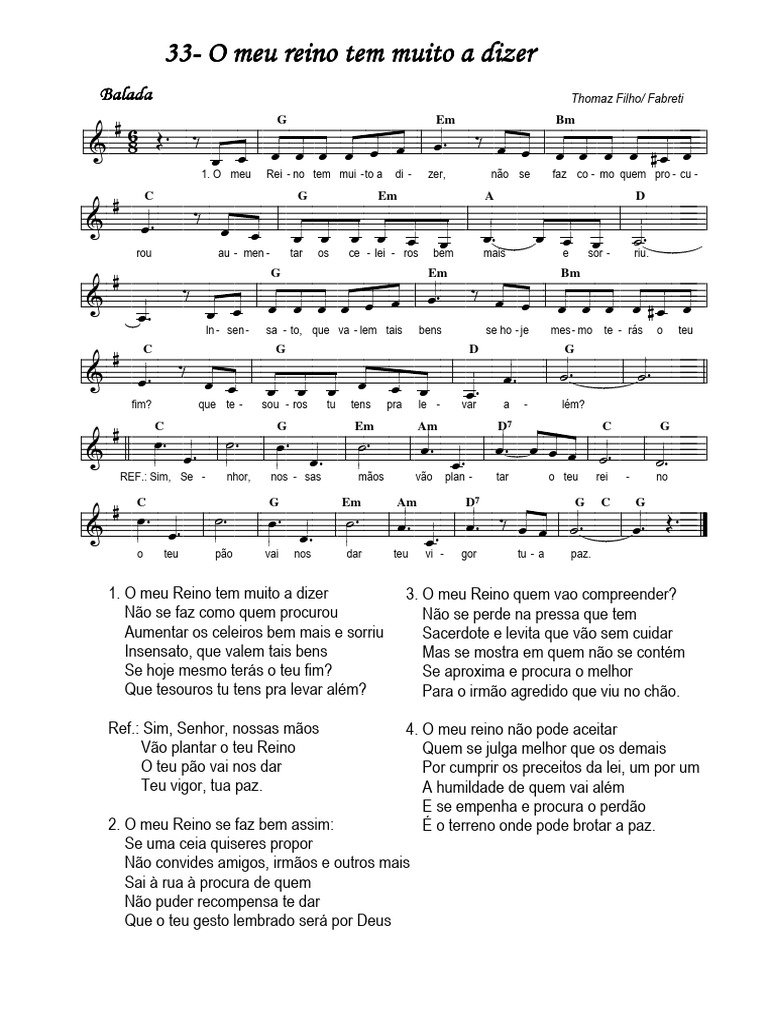Cifras e Letra: O Meu Reino Tem Muito a Dizer | PDF
