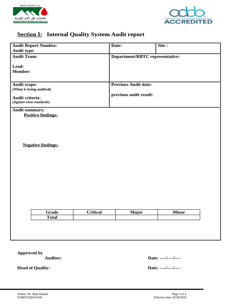 Internal Quality Audit Report IF-014-04 | PDF | Auditor's Report | Audit
