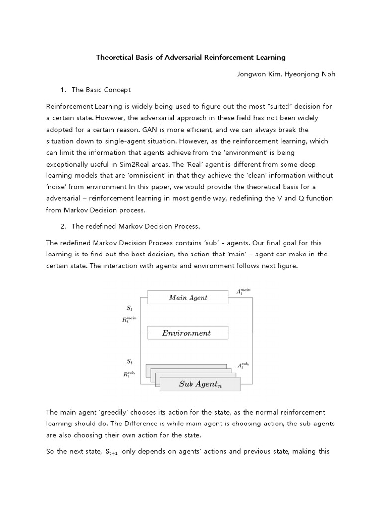 Theoretical Basis of Adversarial Reinforcement Learning | PDF ...