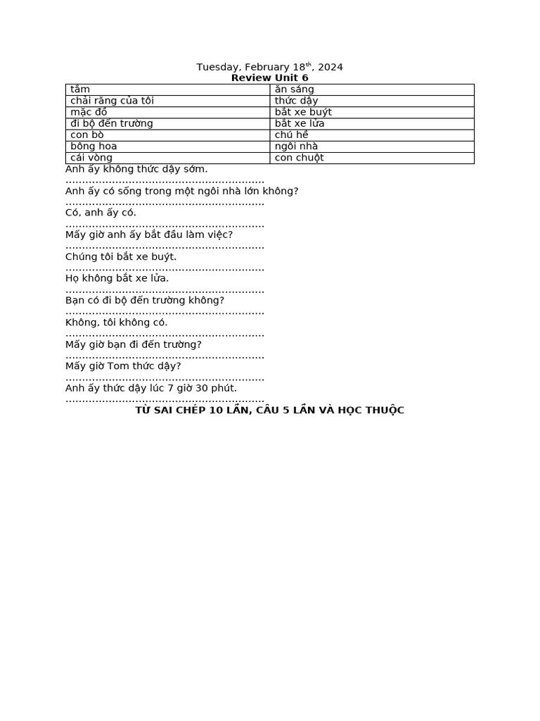 Review Unit 6 | PDF