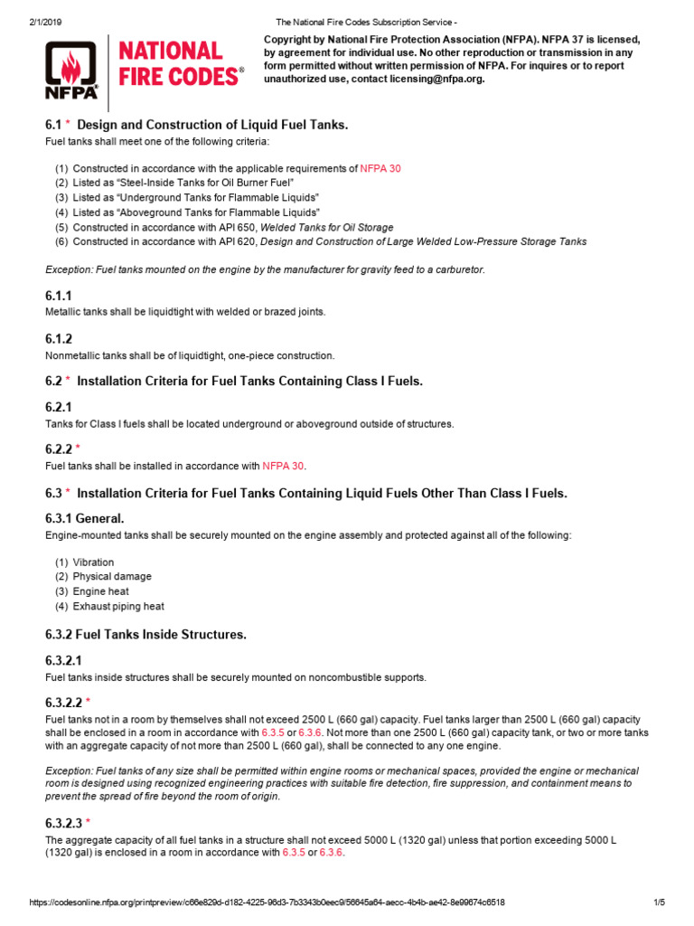 NFPA Fuel Tank Installation Guidelines | PDF | Valve | Pump