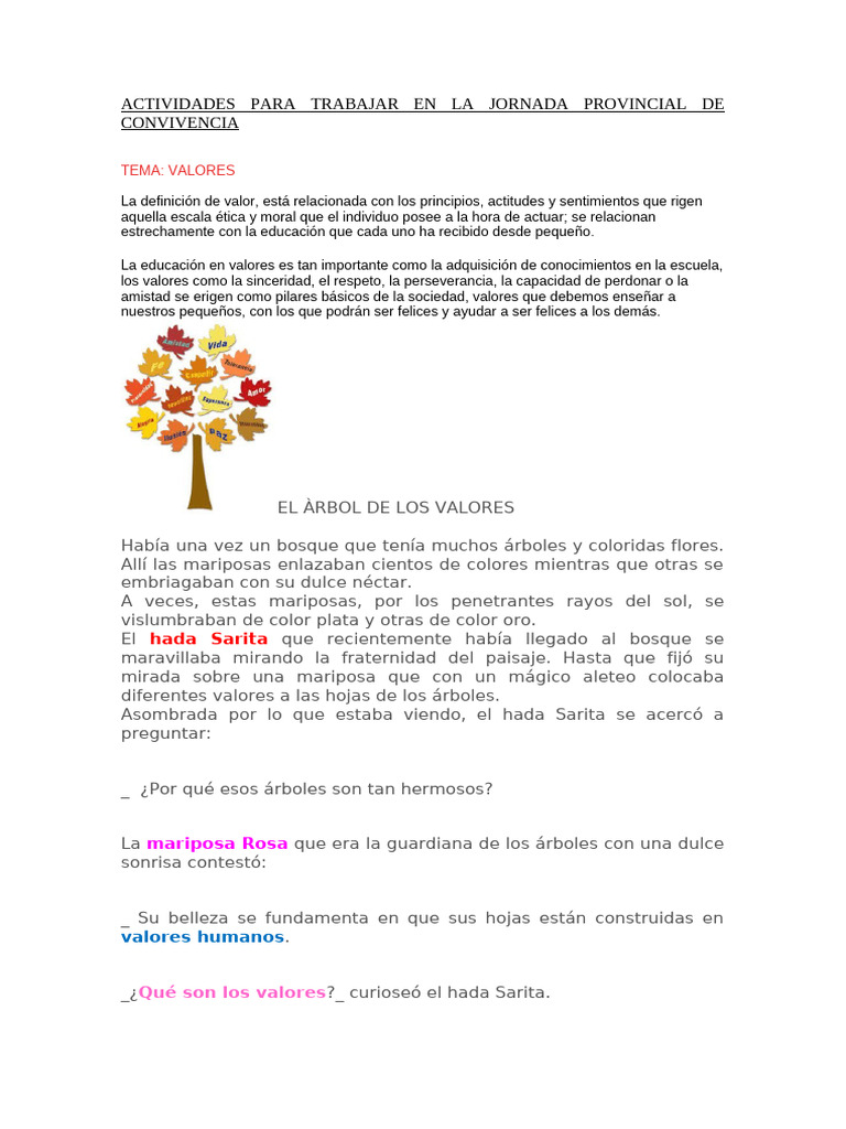 El Árbol de los Valores para Niños | PDF