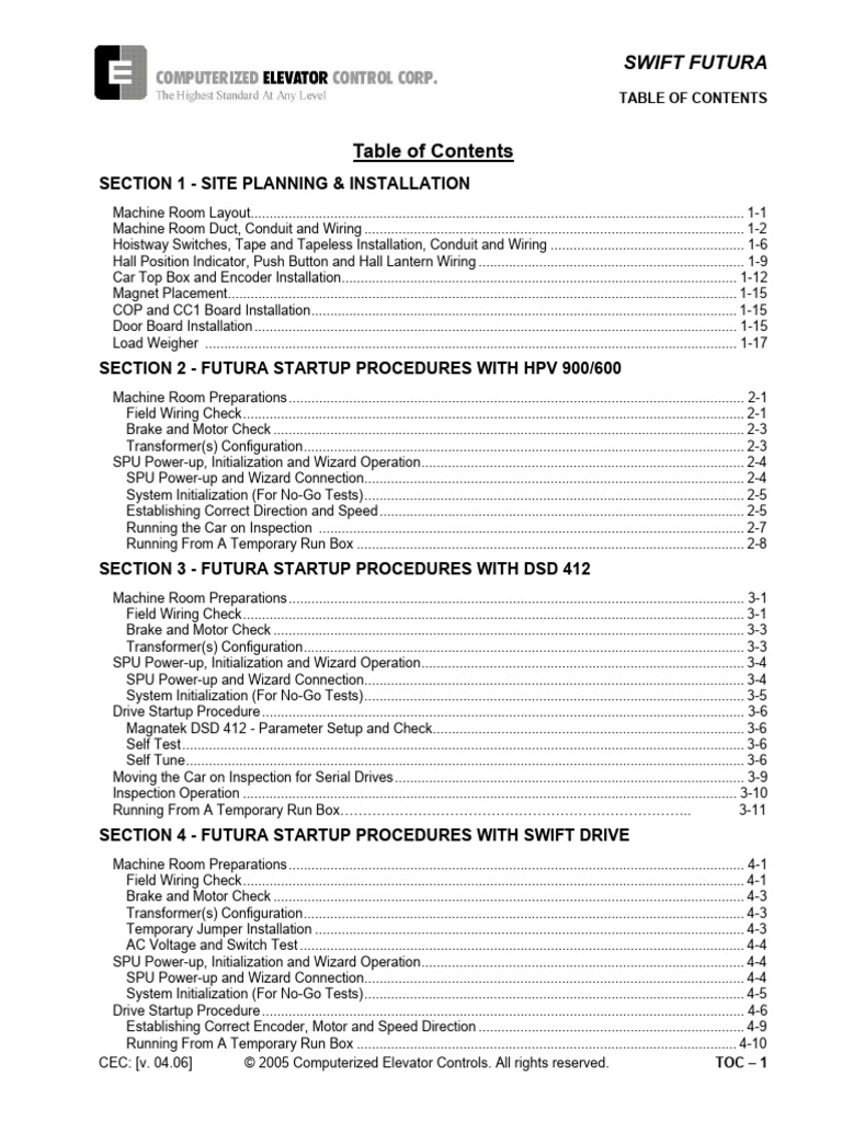 Section 1 - Site Planning & Installation: Swift Futura | PDF | Elevator ...
