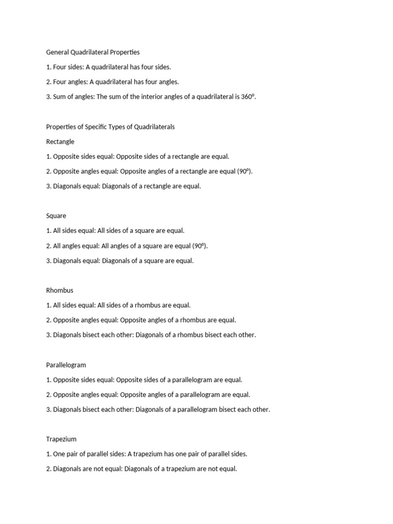 General Quadrilateral Properties | PDF