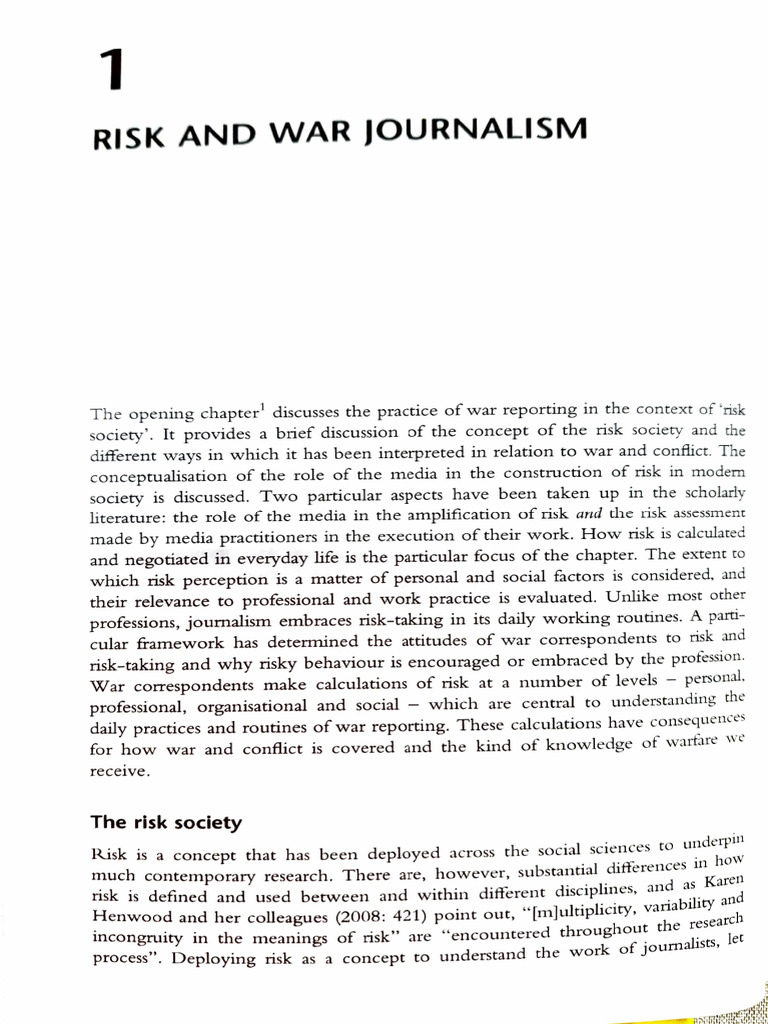 Risk Society in War Journalism | PDF | Risk | Rationality
