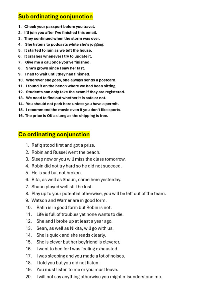 Understanding Conjunctions: Types & Examples | PDF