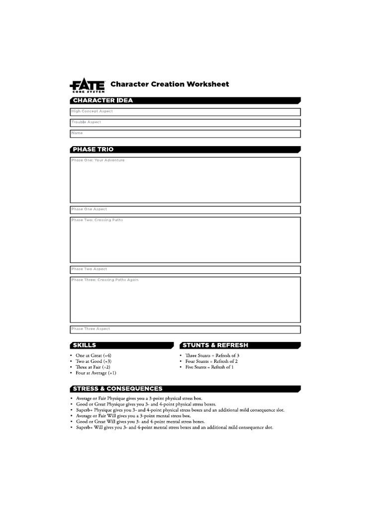 Char Creation Worksheet | PDF