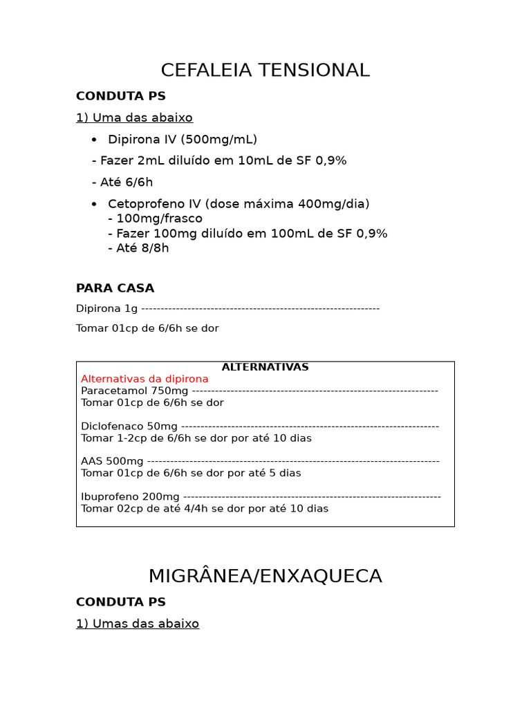 Tratamento de Cefaleia Tensional e Migrânea | PDF