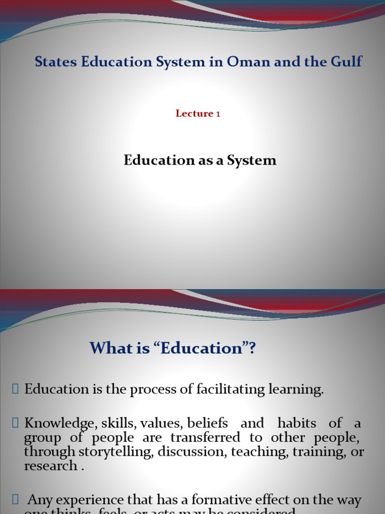 Education System Lecture 1 | PDF | System | Feedback