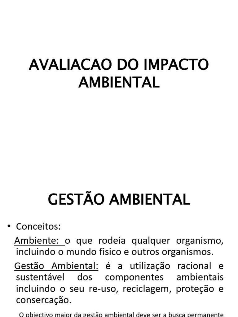 Avaliação do Impacto Ambiental e Sustentabilidade | PDF ...