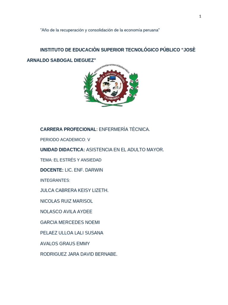 Estrés y Ansiedad en Adultos Mayores | PDF | Ansiedad | Adultos