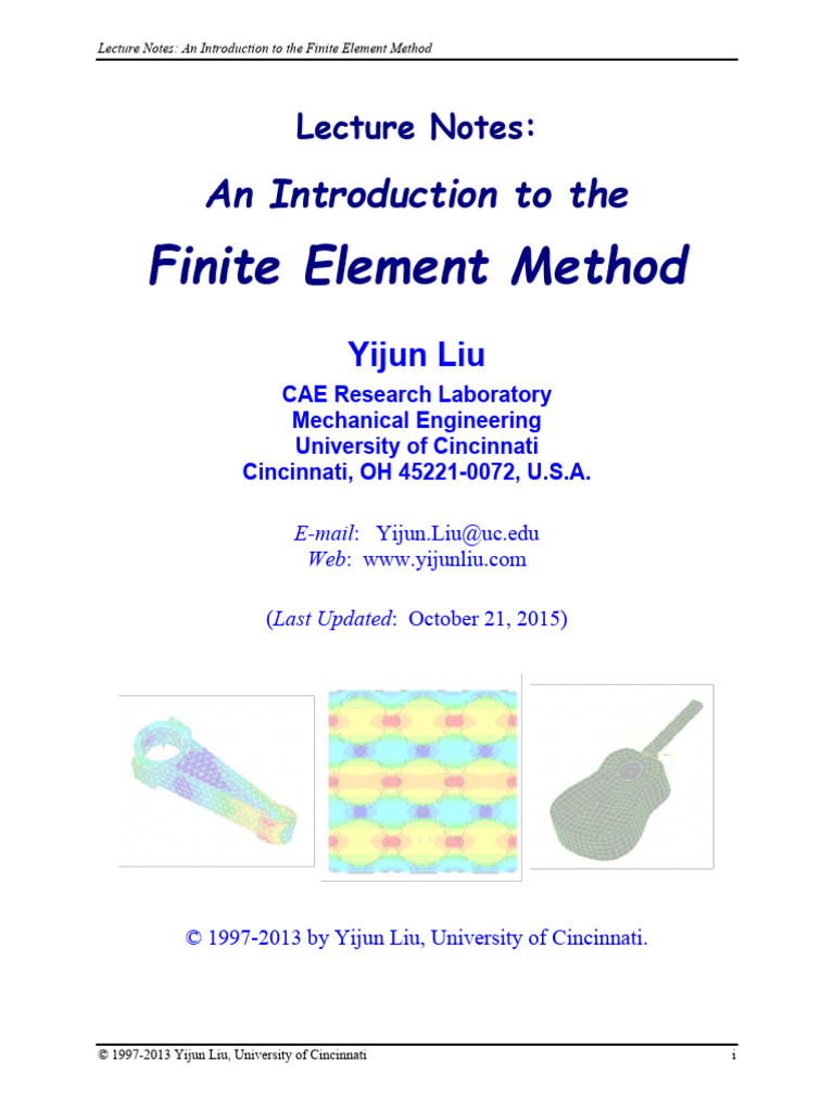 FEM Lecture Notes Overview | PDF | Finite Element Method | Area