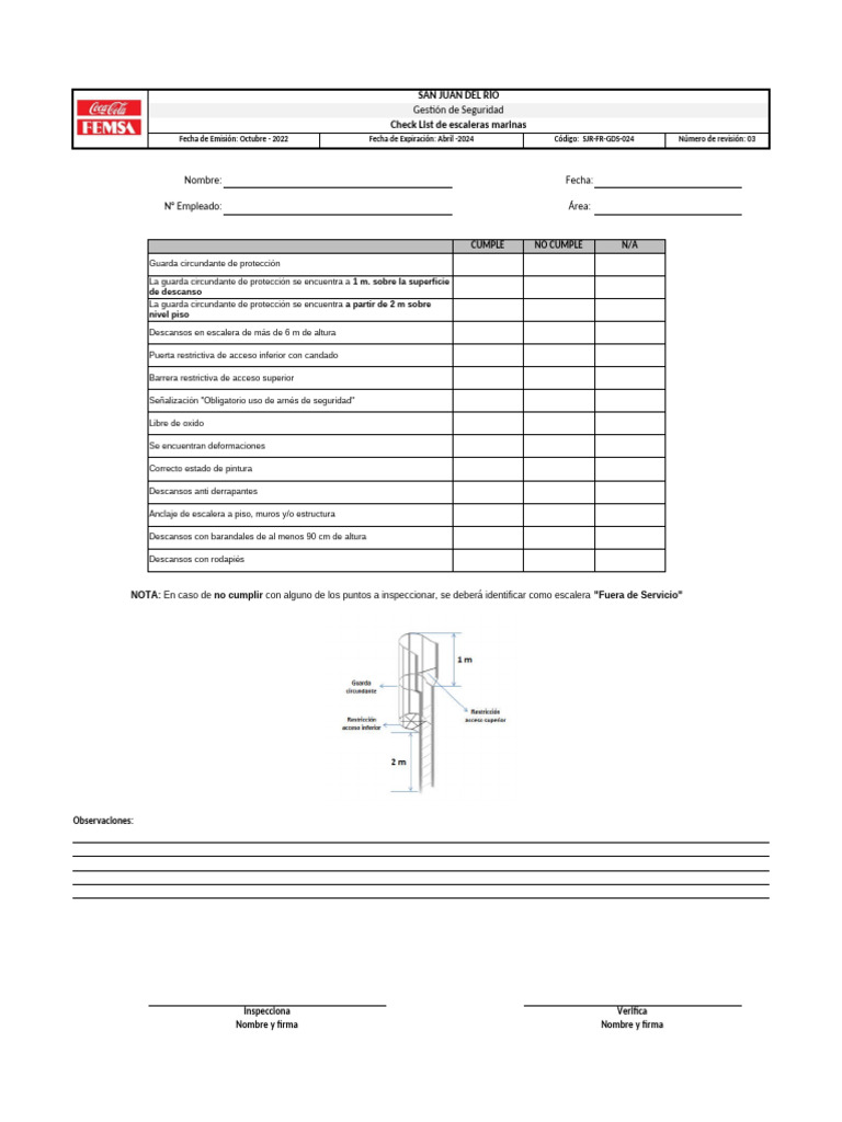 Checklist de Escaleras Marinas GDS | PDF