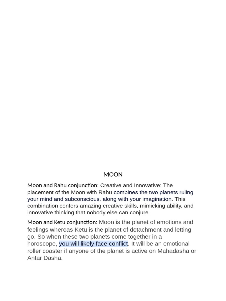 Benefits of Moon-Rahu Conjunction | PDF