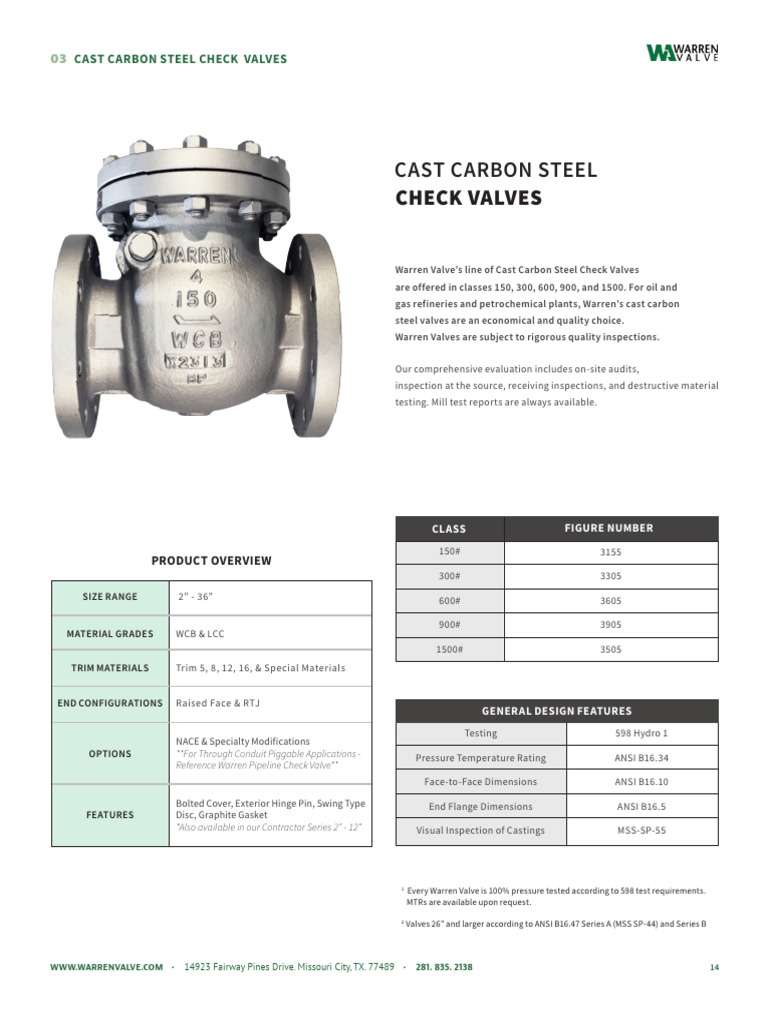 Warren Valve Check Valves Overview | PDF | Valve | Mechanical Engineering