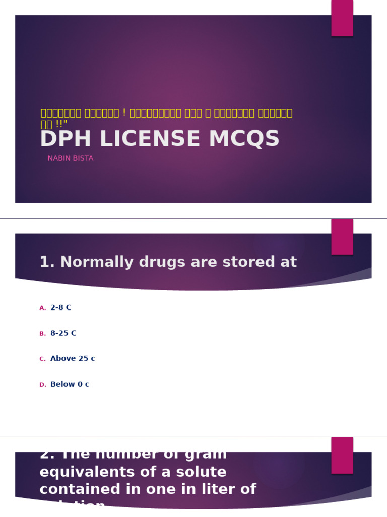DPH License Mcqs | PDF | Chemical Substances