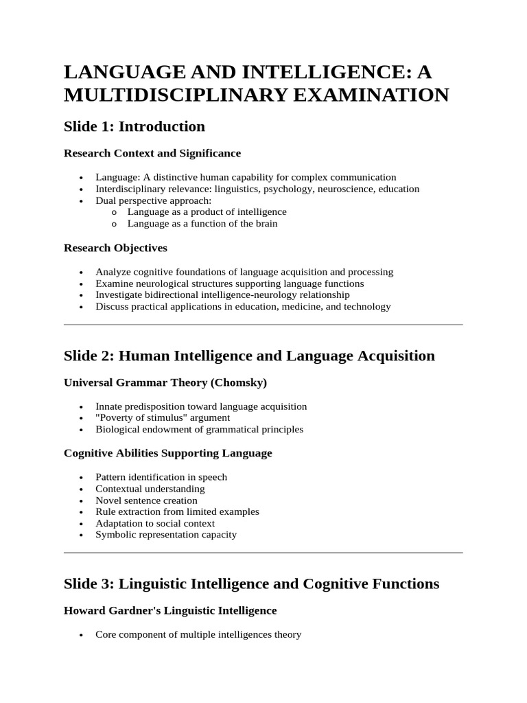 LANGUAGE AND INTELLIGENCE Untuk | PDF | Language Acquisition | Linguistics
