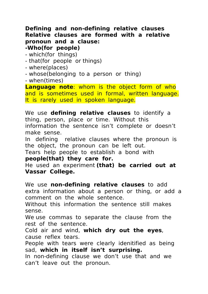 Relative Clauses Explained | PDF | Pronoun | Clause
