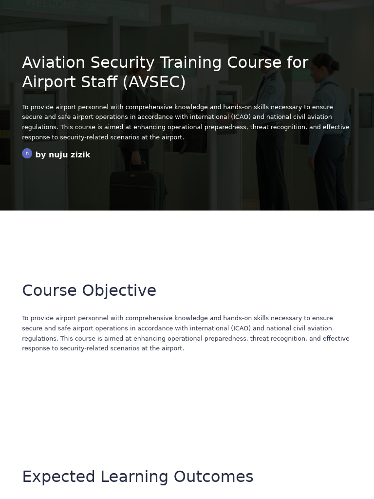 Comprehensive AVSEC Training Course | PDF | Airport Security | Airport