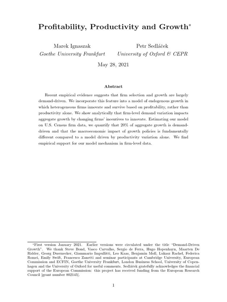 Profitability, Productivity and Growth | PDF | Economic Growth | Labour ...