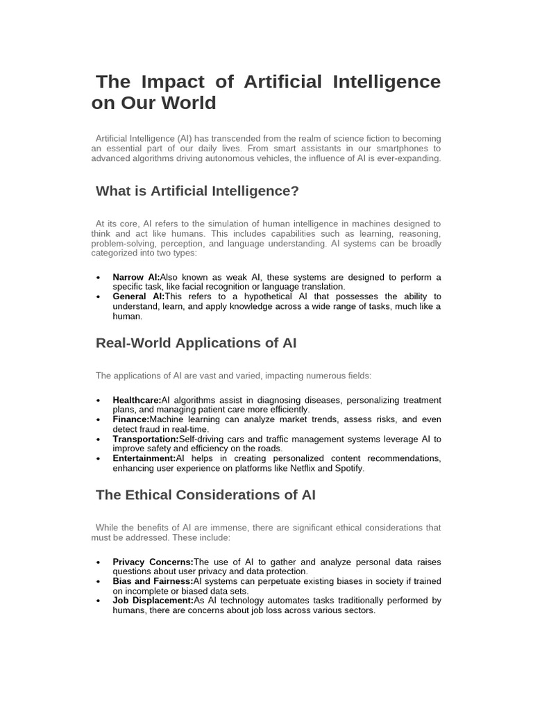 The Impact of AI on Society Today | PDF | Artificial Intelligence ...