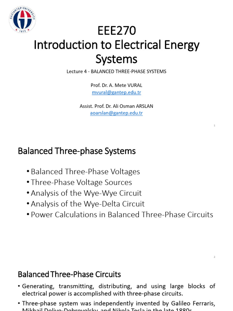 Balanced Three-Phase Systems Overview | PDF | Physical Quantities ...