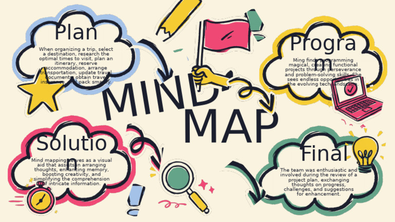 Blue Colorful Illustrative Mind Map Brainstorm | PDF