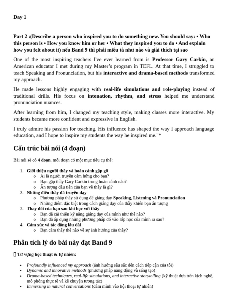 Day 1 - IELTS Speaking | PDF