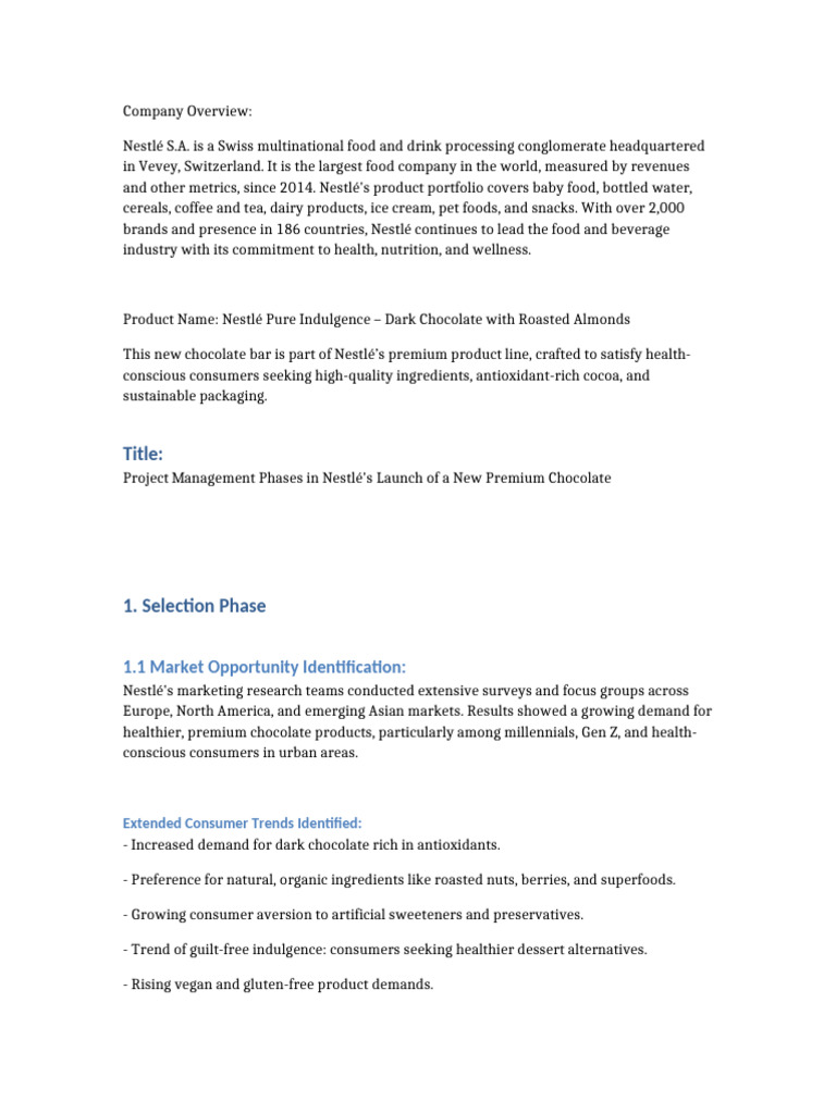 Nestle Chocolate Project Updated | PDF
