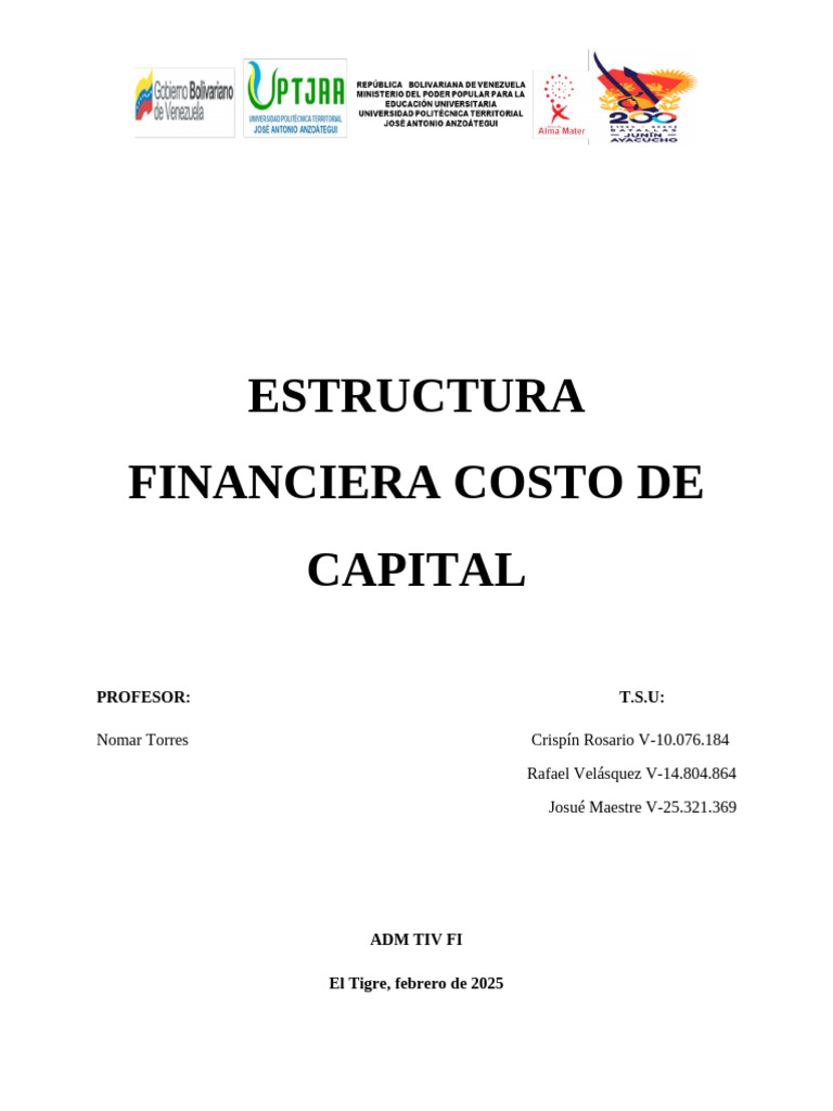 Estructura Financiera y Costo de Capital | PDF | Compartir (Finanzas ...