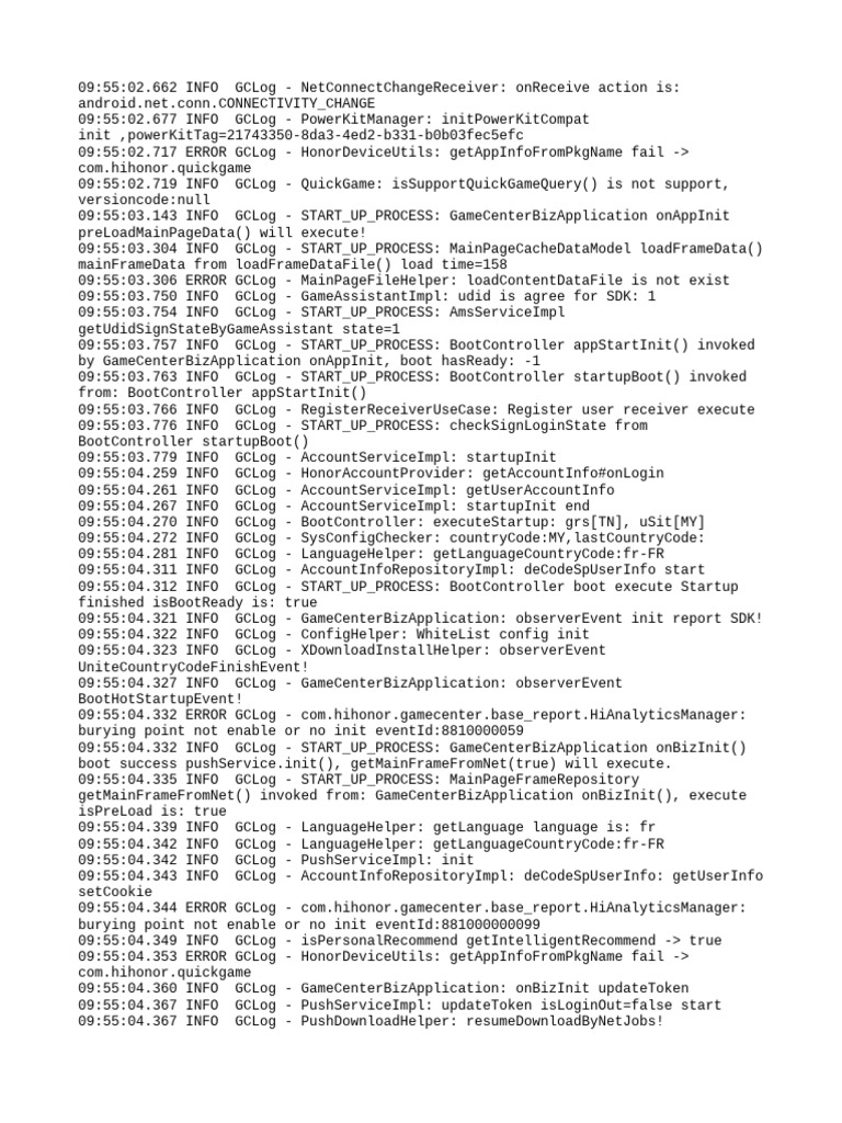 Game Center Application Log Analysis | PDF | Data Transmission | World ...