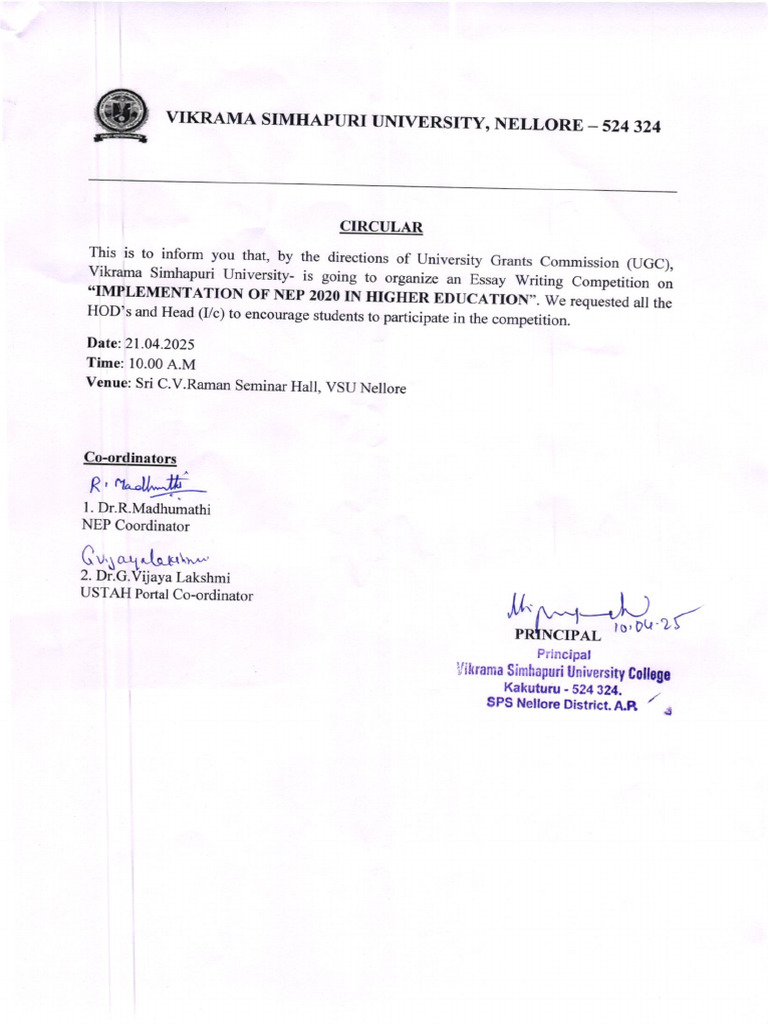 Circular For IMPLEMENTATION OF NEP 2020IN HIGHER EDUCATION0 | PDF