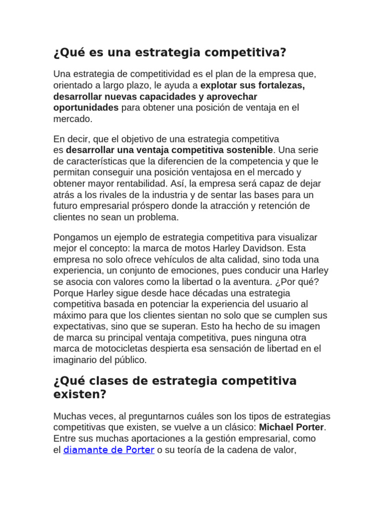 Estrategia Competitiva: Claves y Tipos | PDF | Mercado (economía ...