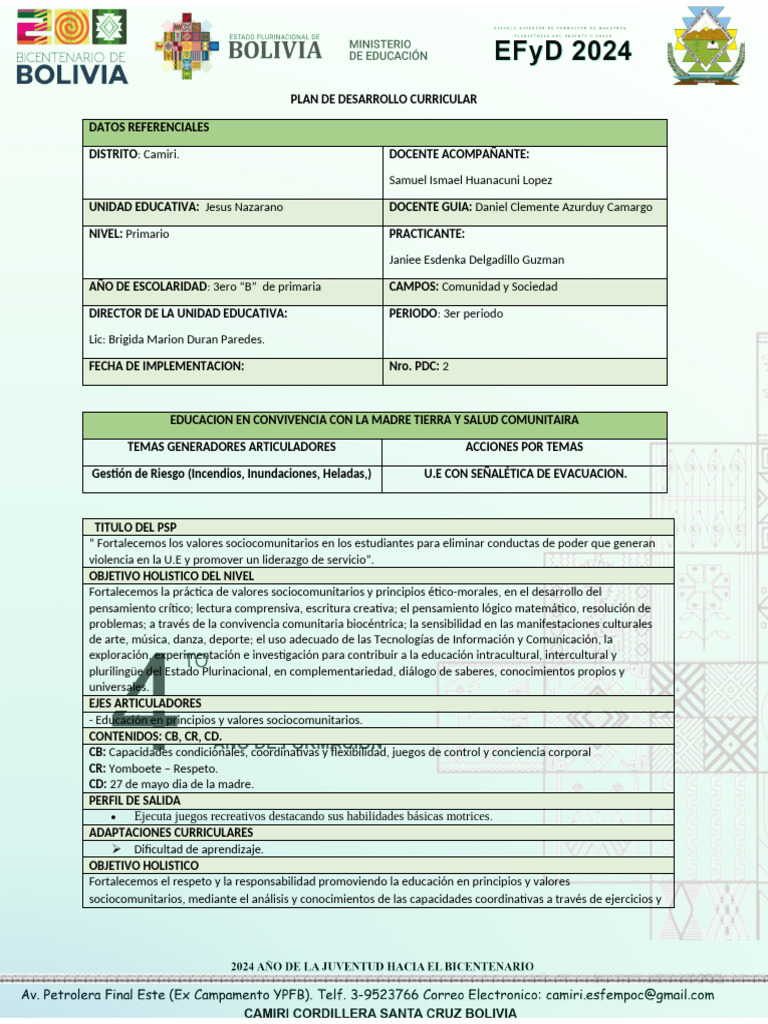Plan de Desarrollo Curricular Primaria | PDF | Aprendizaje | Cognición