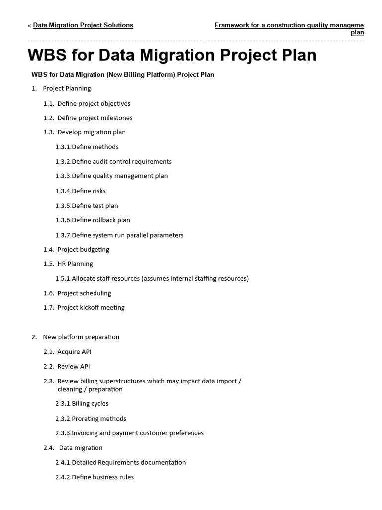 Data Migration Project WBS Overview | PDF | Computing | Software ...