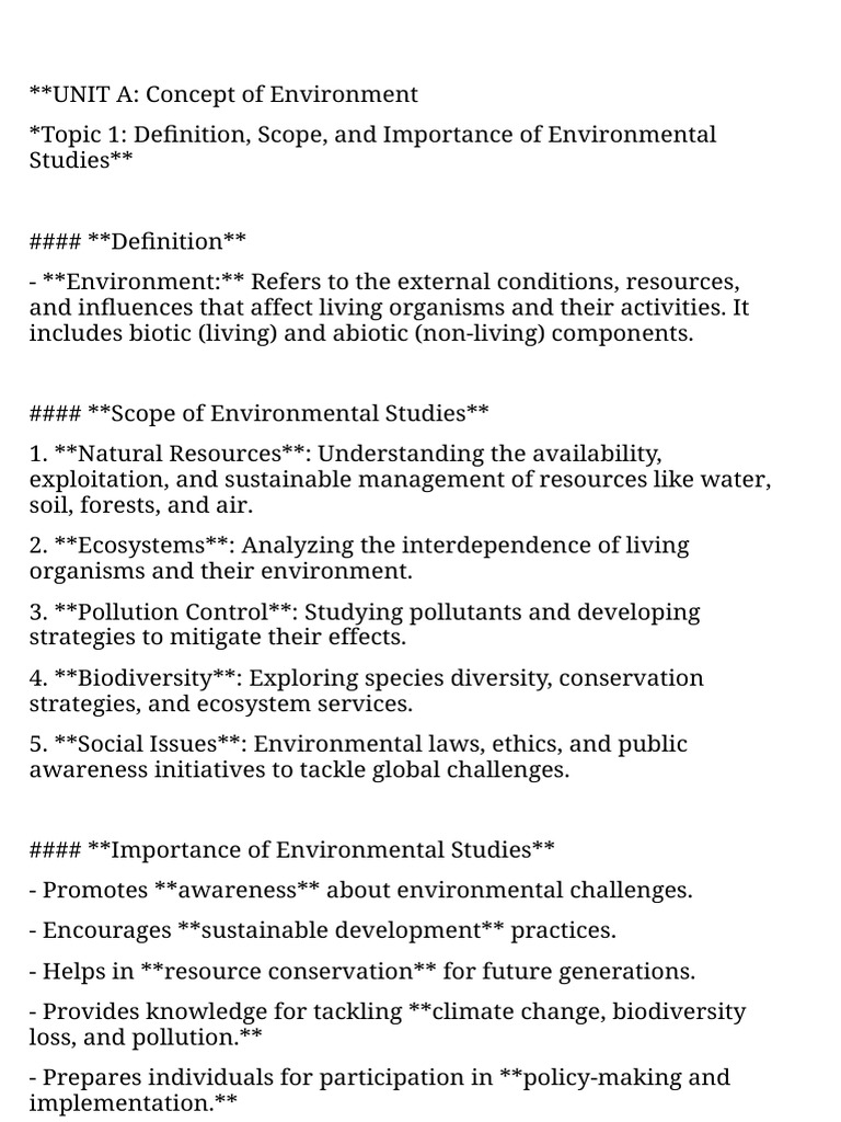 Environmental Studies: Scope & Importance | PDF | Ecosystem ...