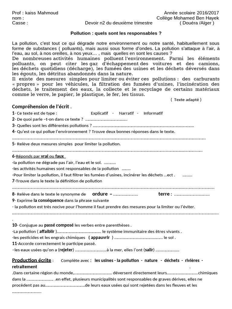 Responsables de la pollution environnementale | PDF | la pollution ...