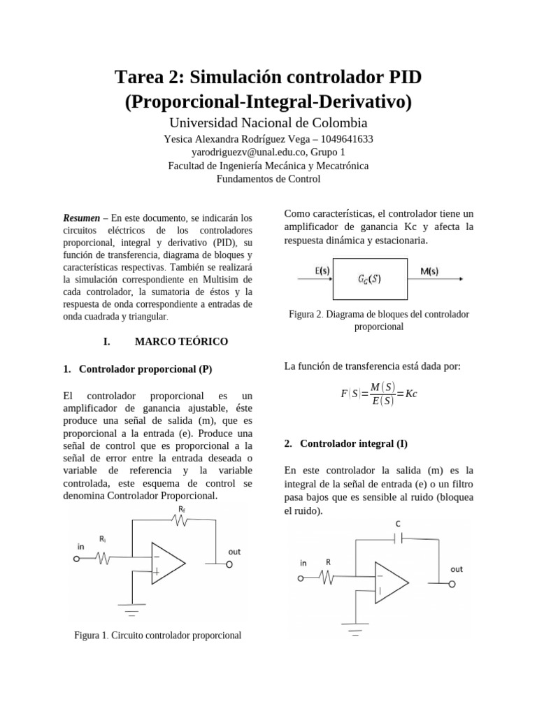Simulación de Controladores PID en Multisim | PDF | Ingenieria Eléctrica