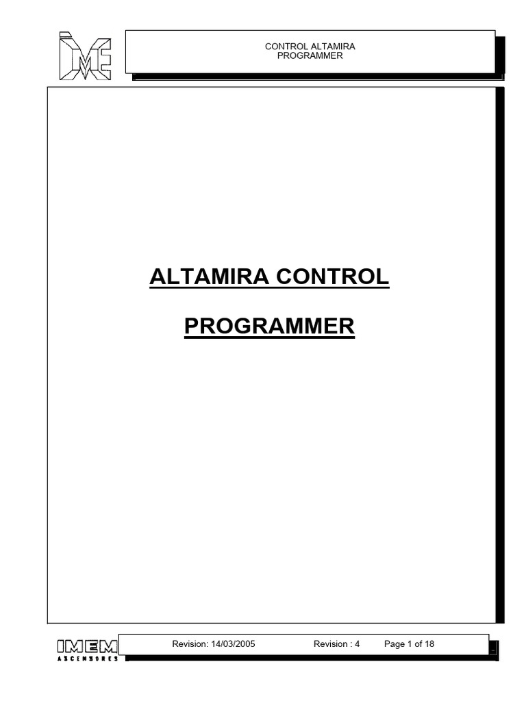 Altamira Control Programmer Manual | PDF | Elevator