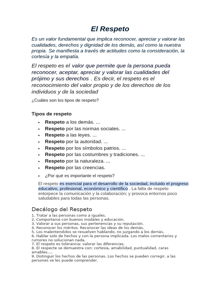 El Respeto | PDF