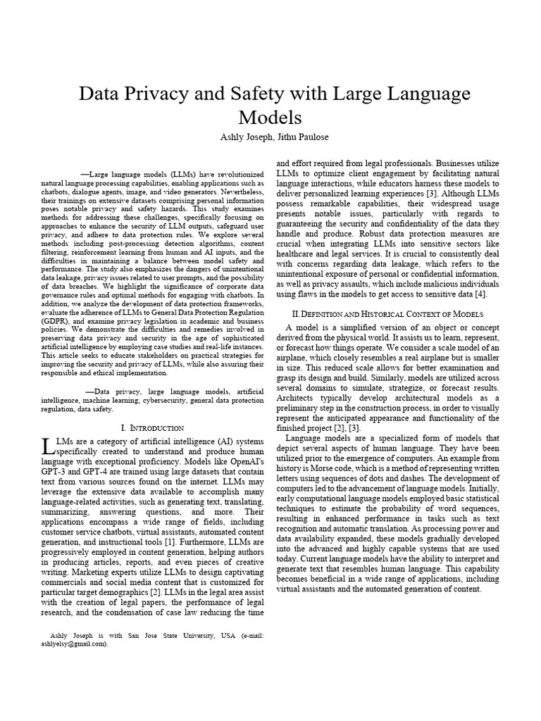 Enhancing Privacy in Large Language Models | PDF | Privacy | Artificial ...