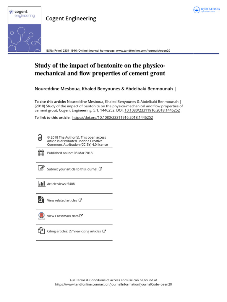 Study of The Impact of Bentonite On The Physico-Mechanical and Flow ...