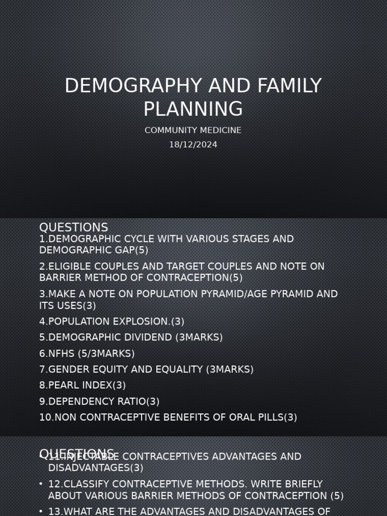 Demography and Family Planning | PDF