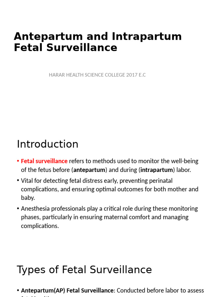 04) Antepartum and Intrapartum Fetal Surveillance | PDF | Childbirth ...