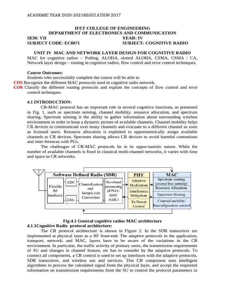 MAC and Network Layer Design in Cognitive Radio | PDF | Computer ...