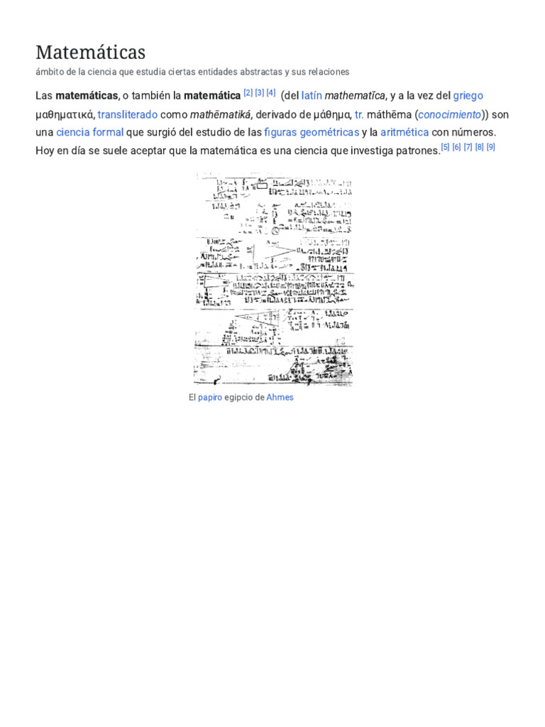 Matemáticas - Wikipedia, La Enciclopedia Libre | PDF | Matemáticas ...