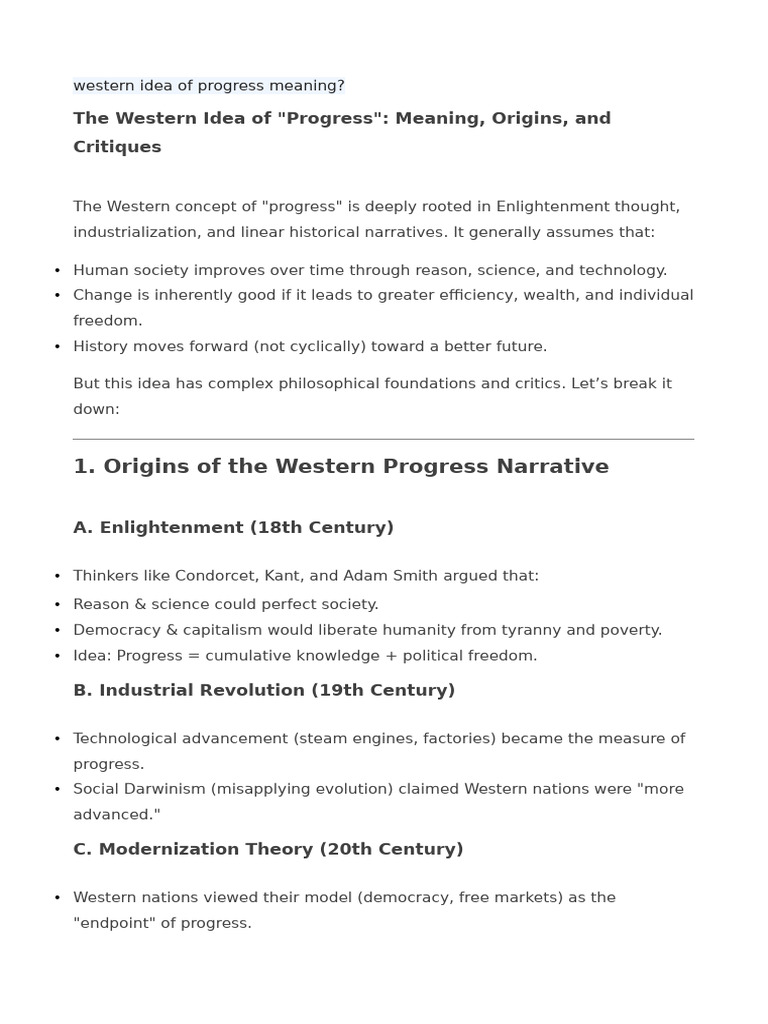 The Western Concept of Progress Explained | PDF | Liberal Arts ...