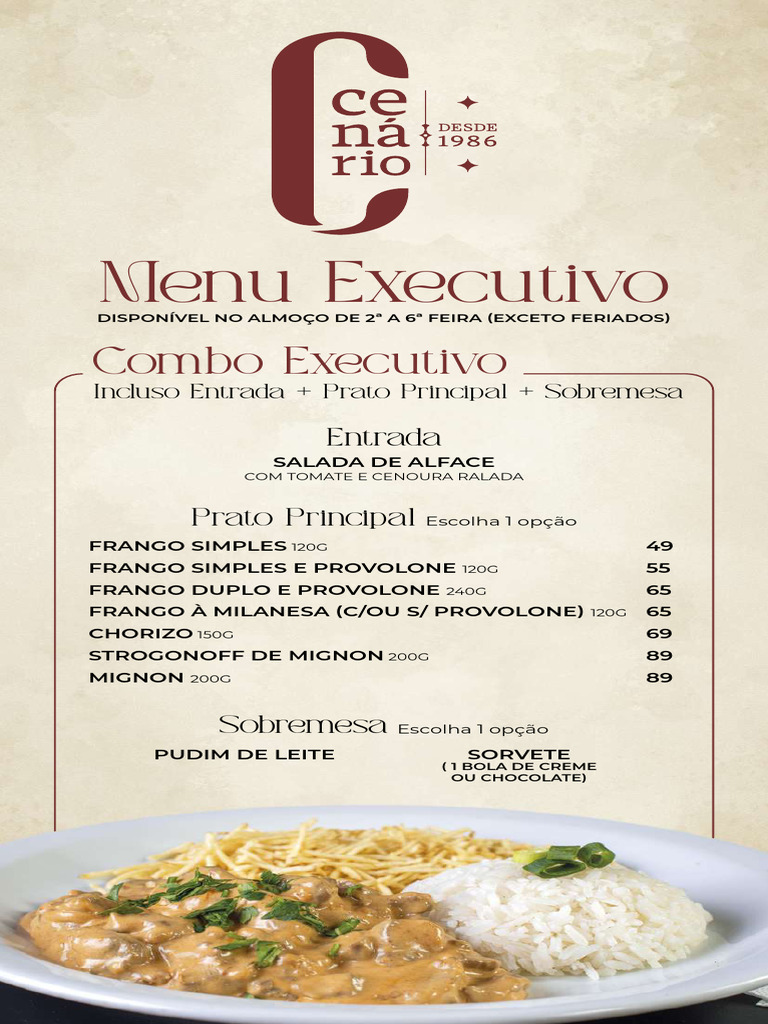 Menu Executivo: Pratos e Combos Deliciosos | PDF | Alimentos | Culinária
