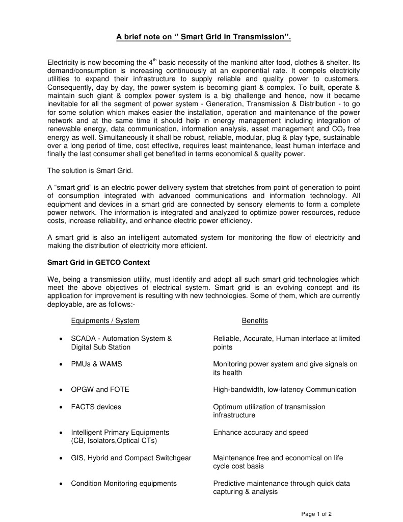 Smart Grid Solutions for Power Transmission | PDF | Smart Grid ...
